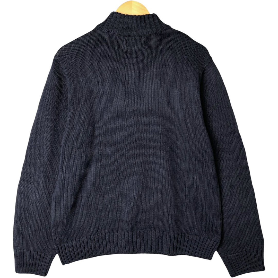 CHAPS Cotton Knit Half Zip Sweater, Men's Size L cotton navy blue type Vintage Second Hand