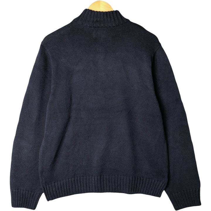 CHAPS Cotton Knit Half Zip Sweater, Men's Size L cotton navy blue type Vintage Second Hand