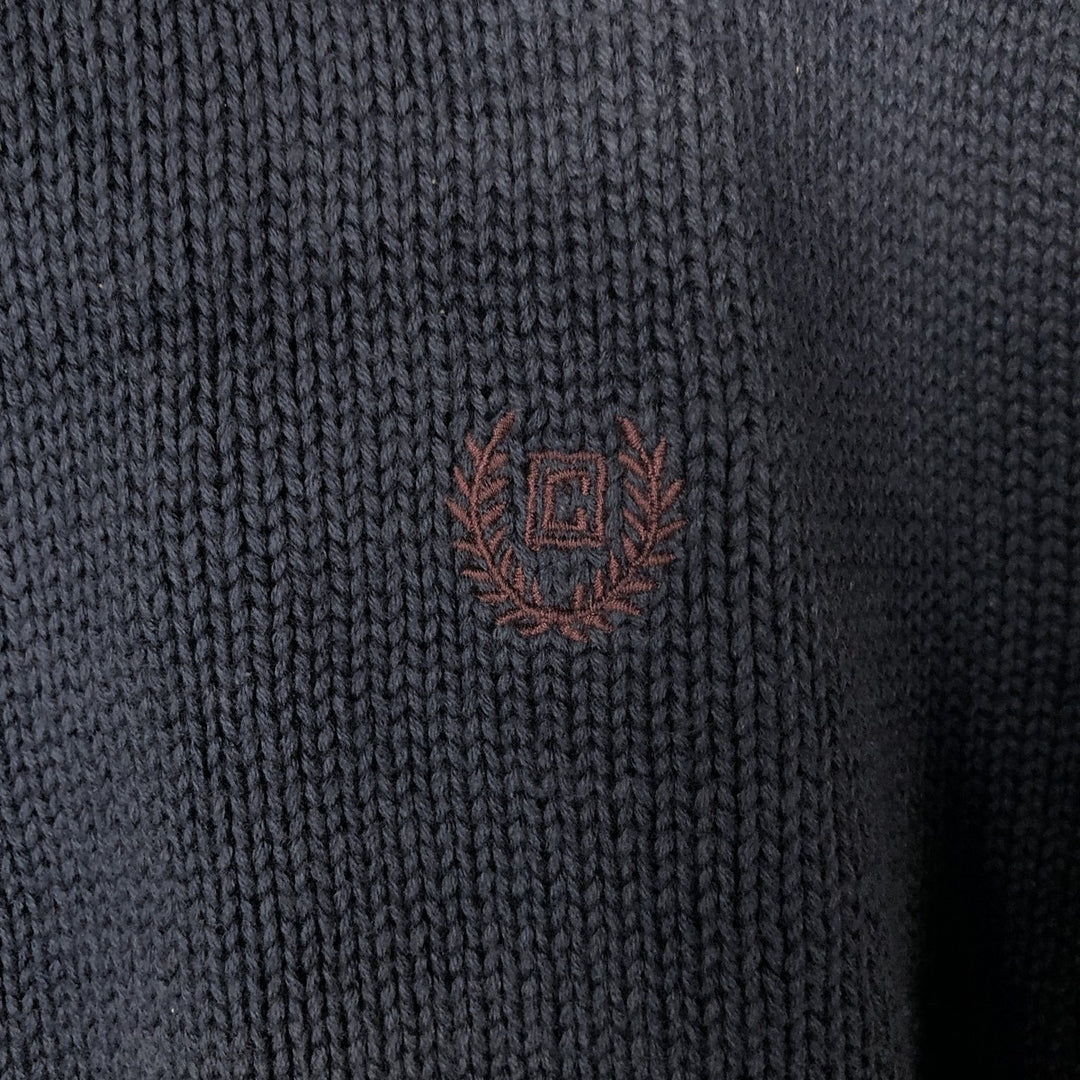 CHAPS Cotton Knit Half Zip Sweater, Men's Size L cotton navy blue type Vintage Second Hand