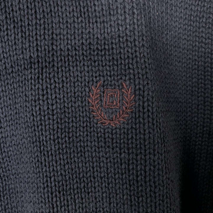CHAPS Cotton Knit Half Zip Sweater, Men's Size L cotton navy blue type Vintage Second Hand