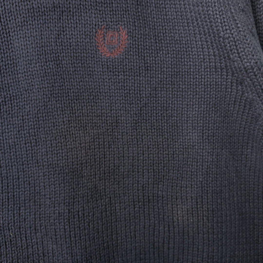 CHAPS Cotton Knit Half Zip Sweater, Men's Size L cotton navy blue type Vintage Second Hand