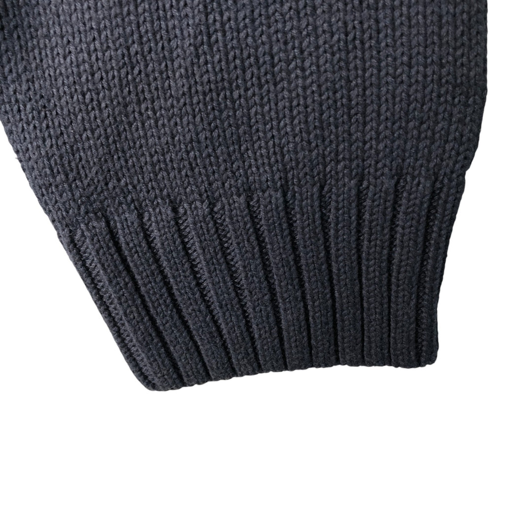 CHAPS Cotton Knit Half Zip Sweater, Men's Size L cotton navy blue type Vintage Second Hand