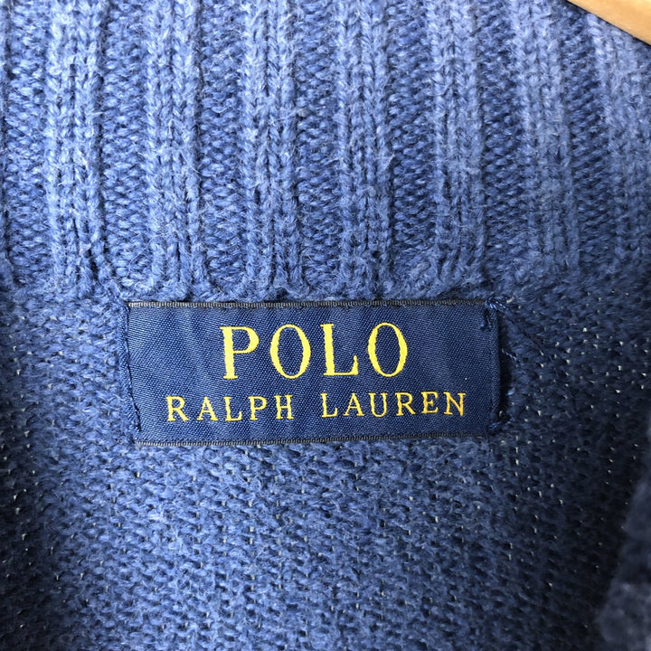 Ralph Lauren POLO RALPH LAUREN Cotton knit half zip sweater Men's M size cotton blue type Vintage Second Hand