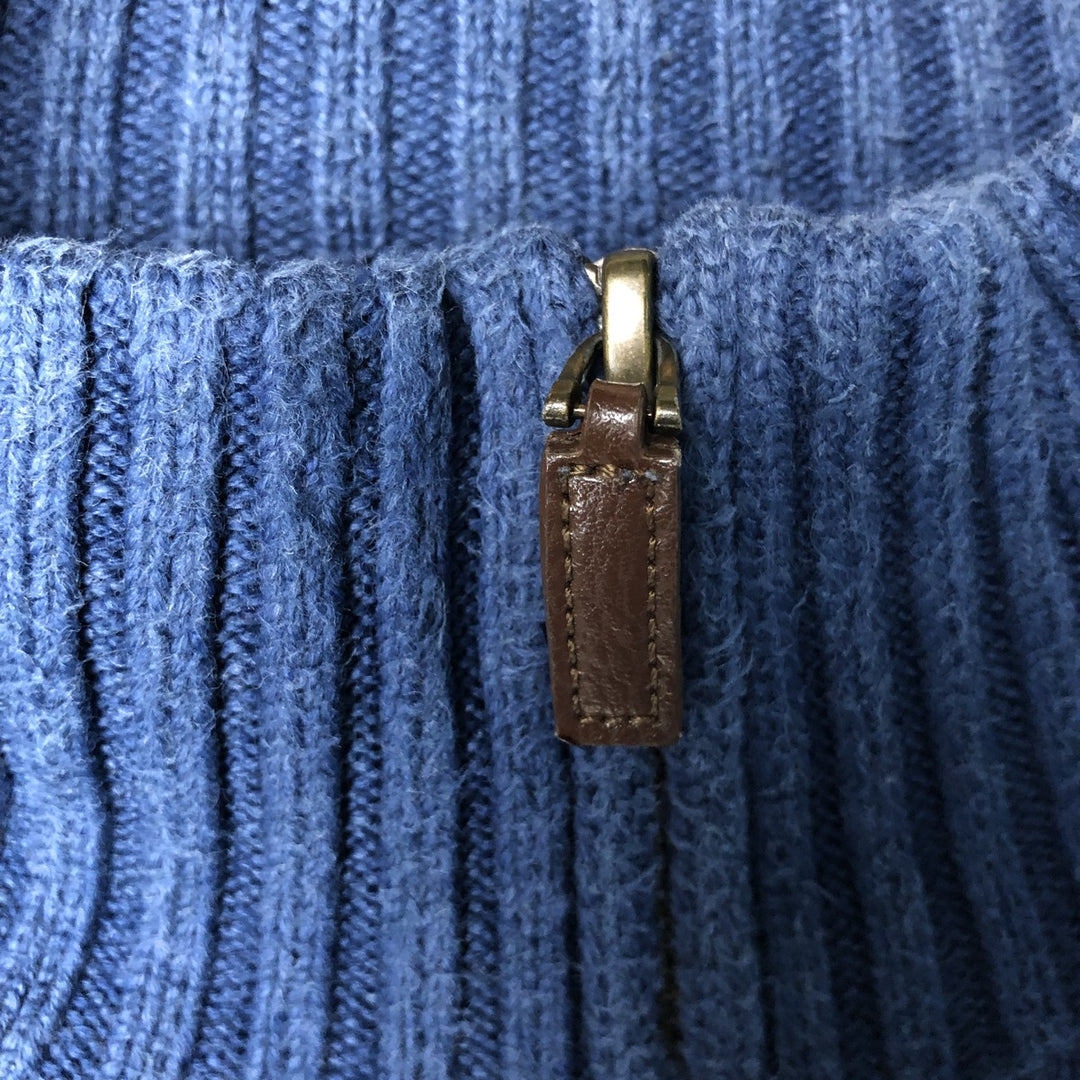 Ralph Lauren POLO RALPH LAUREN Cotton knit half zip sweater Men's M size cotton blue type Vintage Second Hand
