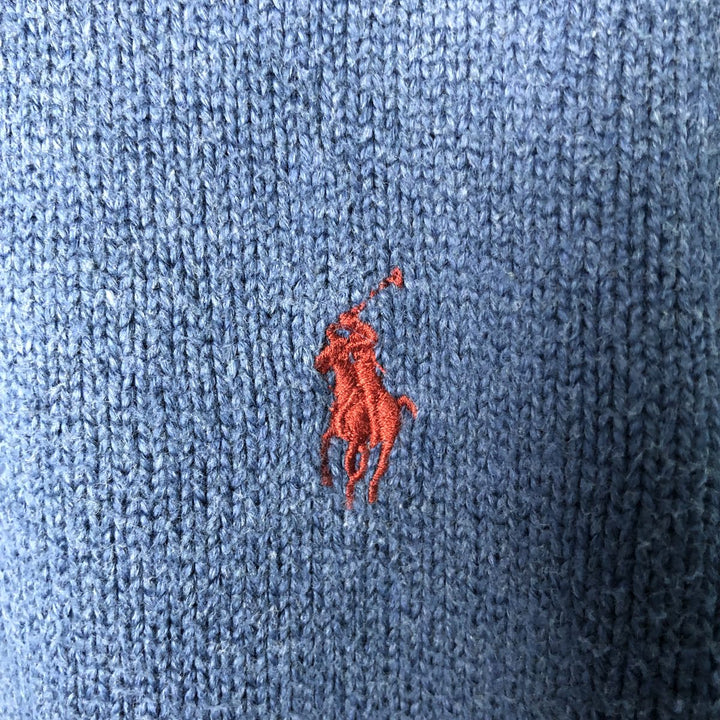 Ralph Lauren POLO RALPH LAUREN Cotton knit half zip sweater Men's M size cotton blue type Vintage Second Hand