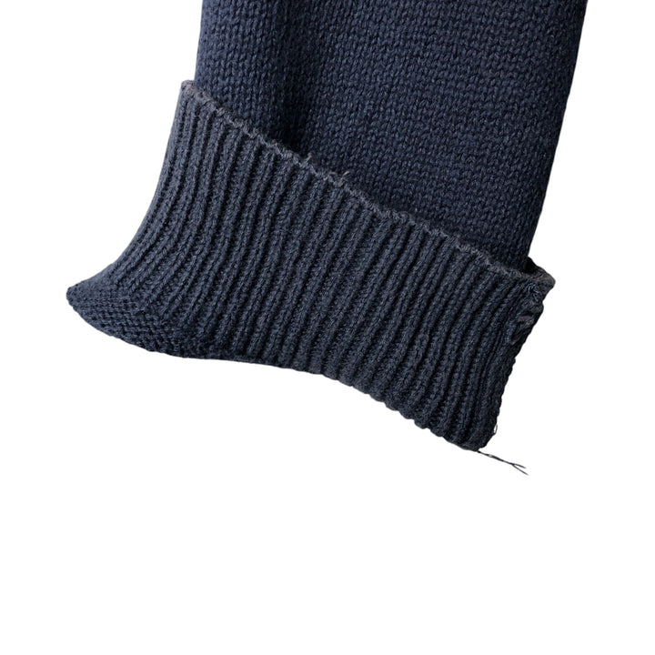 CHAPS Border Pattern Cotton Knit Half-Zip Sweater, Men's Size L cotton navy blue type Vintage Second Hand