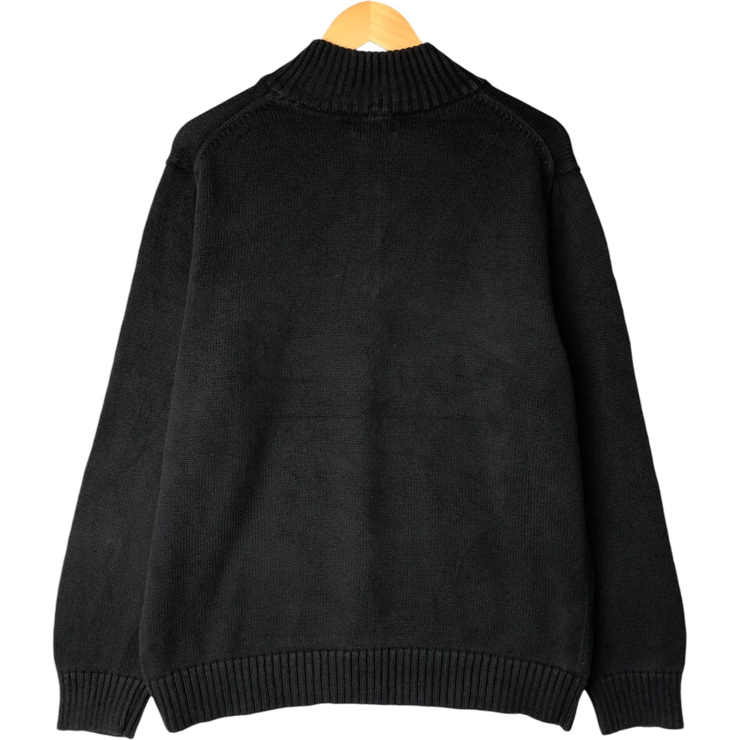 90s-00'S LLBean Cotton Knit Half-Zip Sweater, Men's Size L, Vintage cotton black type Vintage Second Hand