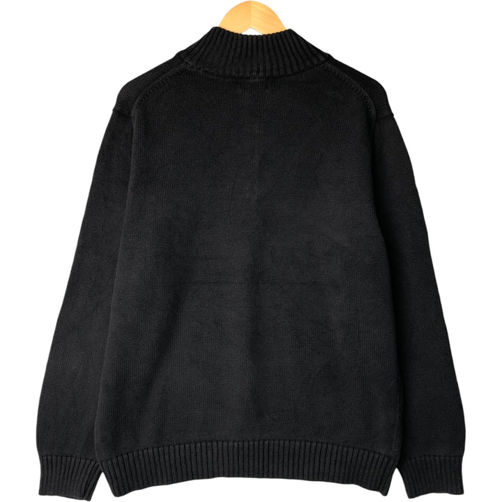 90s-00'S LLBean Cotton Knit Half-Zip Sweater, Men's Size L, Vintage cotton black type Vintage Second Hand