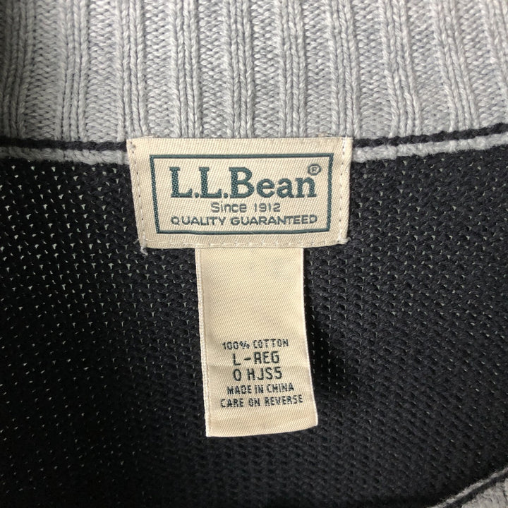 90s-00'S LLBean Cotton Knit Half-Zip Sweater, Men's Size L, Vintage cotton black type Vintage Second Hand