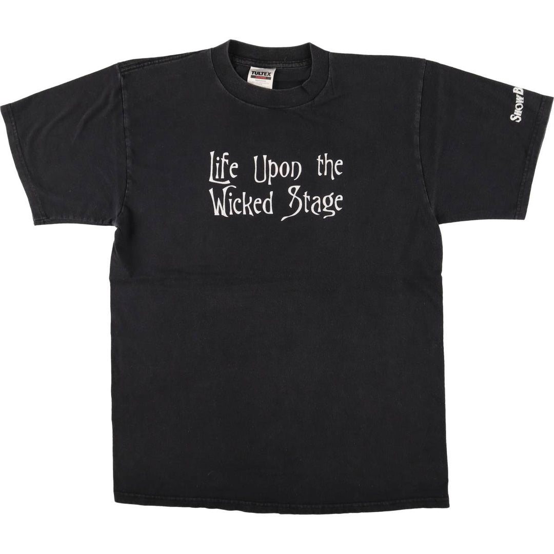 TULTEX Message Print T-Shirt, Men's Size L cotton black type Vintage Second Hand
