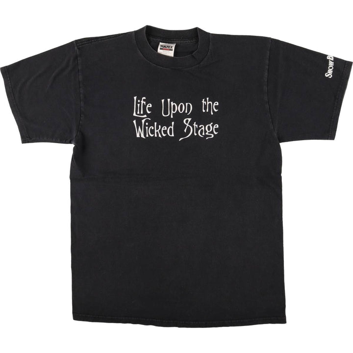 TULTEX Message Print T-Shirt, Men's Size L cotton black type Vintage Second Hand