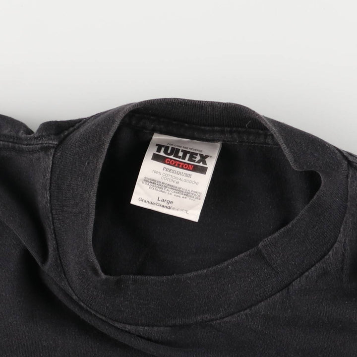 TULTEX Message Print T-Shirt, Men's Size L cotton black type Vintage Second Hand