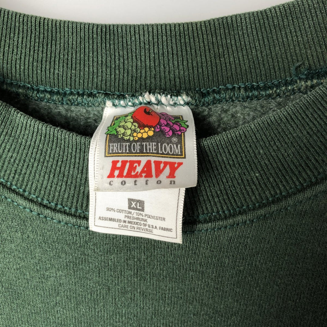 2000'S Fruit of the Loom Heavy Cotton College Sweatshirt, Men's Size XL cotton green type Vintage Second Hand