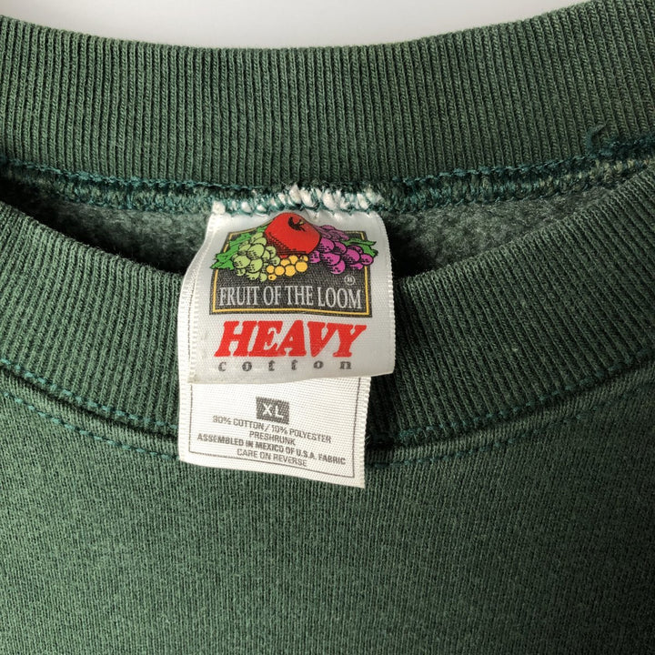 2000'S Fruit of the Loom Heavy Cotton College Sweatshirt, Men's Size XL cotton green type Vintage Second Hand
