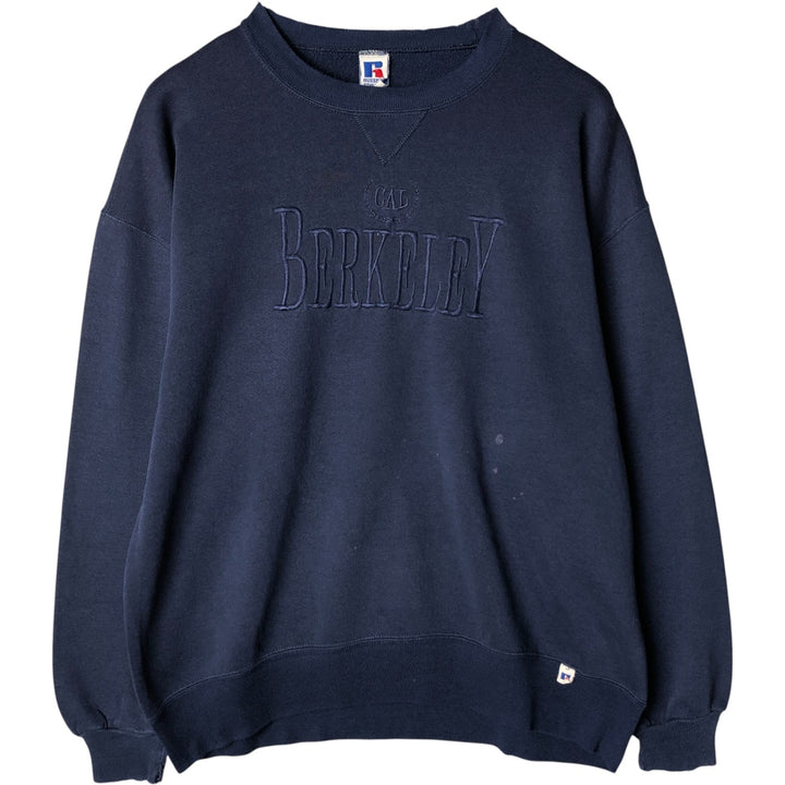 90'S Russell College Sweatshirt, Made in USA, Men's XXL, Vintage cotton navy blue type Vintage Second Hand