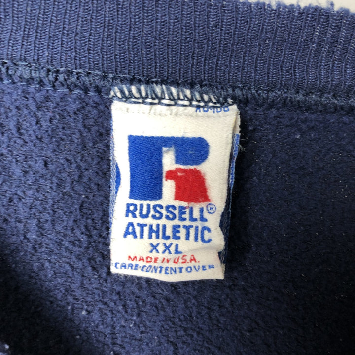 90'S Russell College Sweatshirt, Made in USA, Men's XXL, Vintage cotton navy blue type Vintage Second Hand