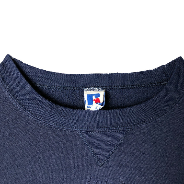 90'S Russell College Sweatshirt, Made in USA, Men's XXL, Vintage cotton navy blue type Vintage Second Hand