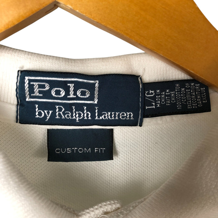 Ralph Lauren POLO by Ralph Lauren CUSTOM FIT short sleeve polo shirt, men's size L cotton white type Vintage Second Hand