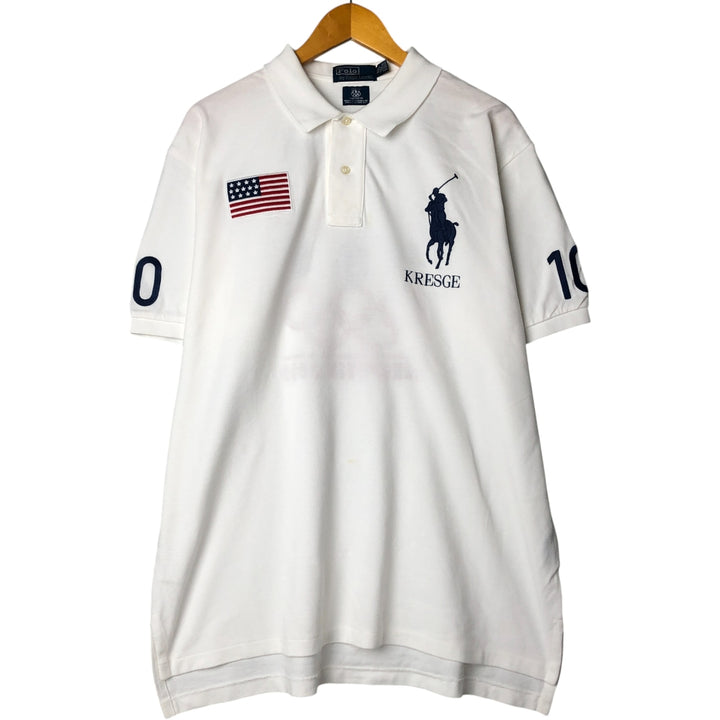 Ralph Lauren POLO by Ralph Lauren Big Pony Vancouver 2010 Olympics Short Sleeve Polo Shirt, Men's Size XL cotton pale white type Vintage Second Hand