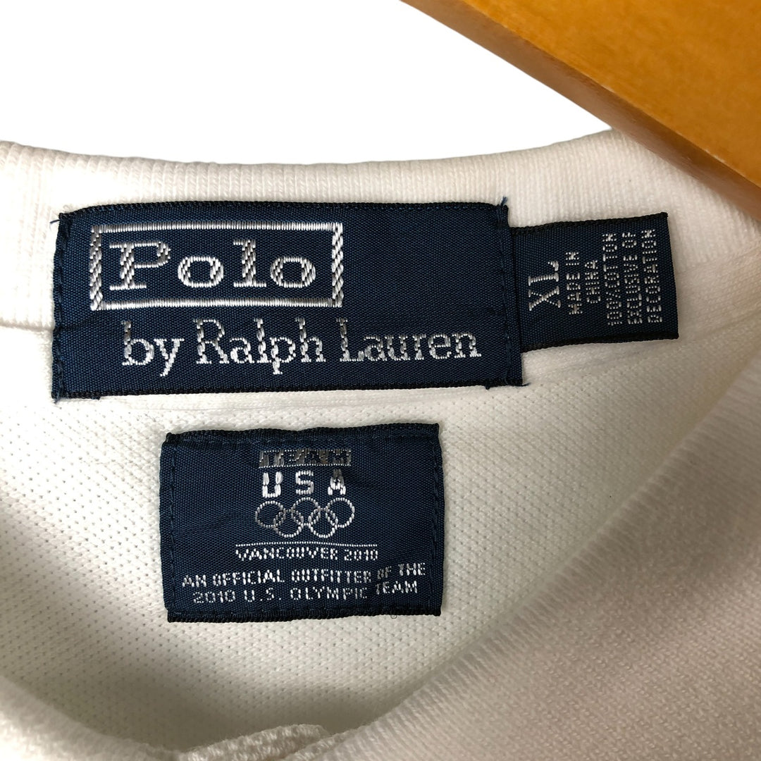 Ralph Lauren POLO by Ralph Lauren Big Pony Vancouver 2010 Olympics Short Sleeve Polo Shirt, Men's Size XL cotton pale white type Vintage Second Hand