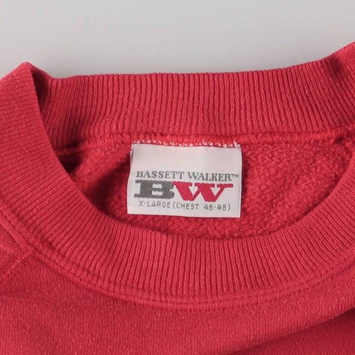 Vintage 1980'S BASSETT-WALKER message print sweatshirt, made in the USA, men's size XL cotton red type Vintage Second Hand