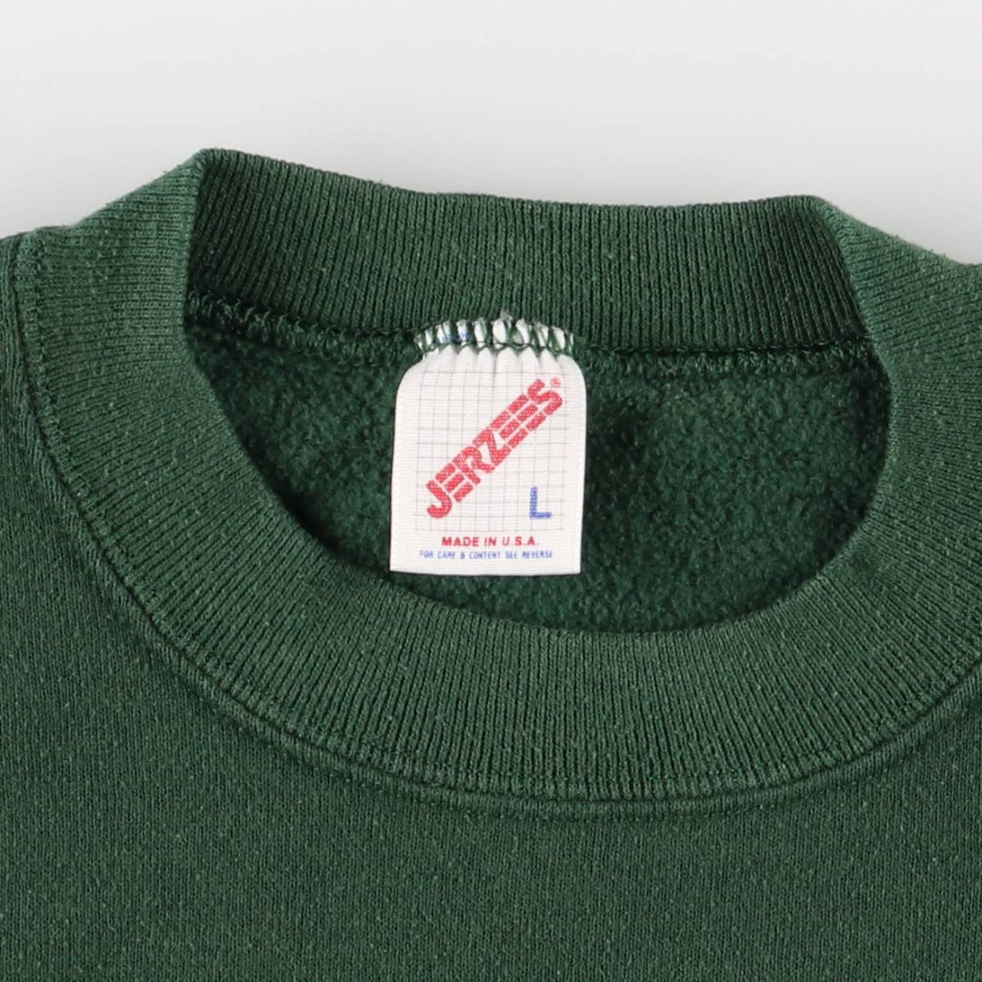 Vintage 90'S Jerzees printed sweatshirt, made in the USA, size L, men's cotton Green type dark green Vintage Second Hand