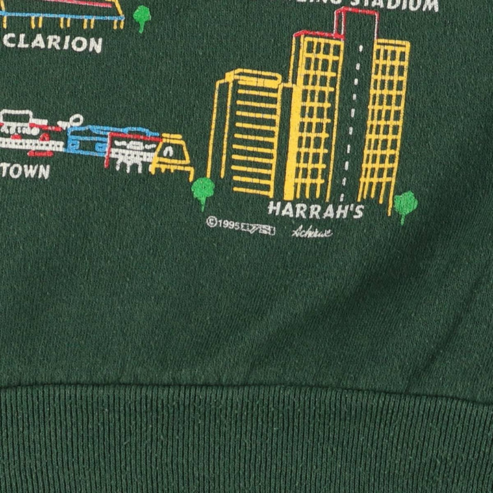 Vintage 90'S Jerzees printed sweatshirt, made in the USA, size L, men's cotton Green type dark green Vintage Second Hand