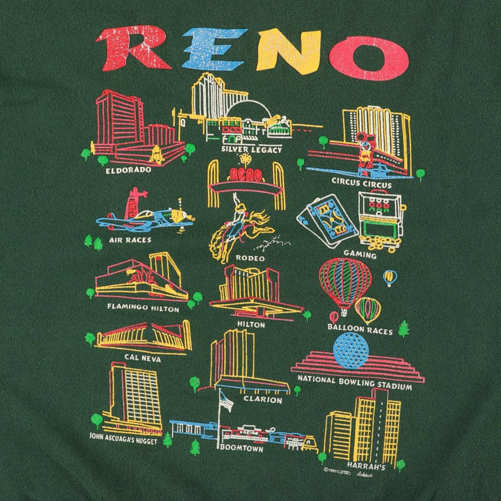 Vintage 90'S Jerzees printed sweatshirt, made in the USA, size L, men's cotton Green type dark green Vintage Second Hand