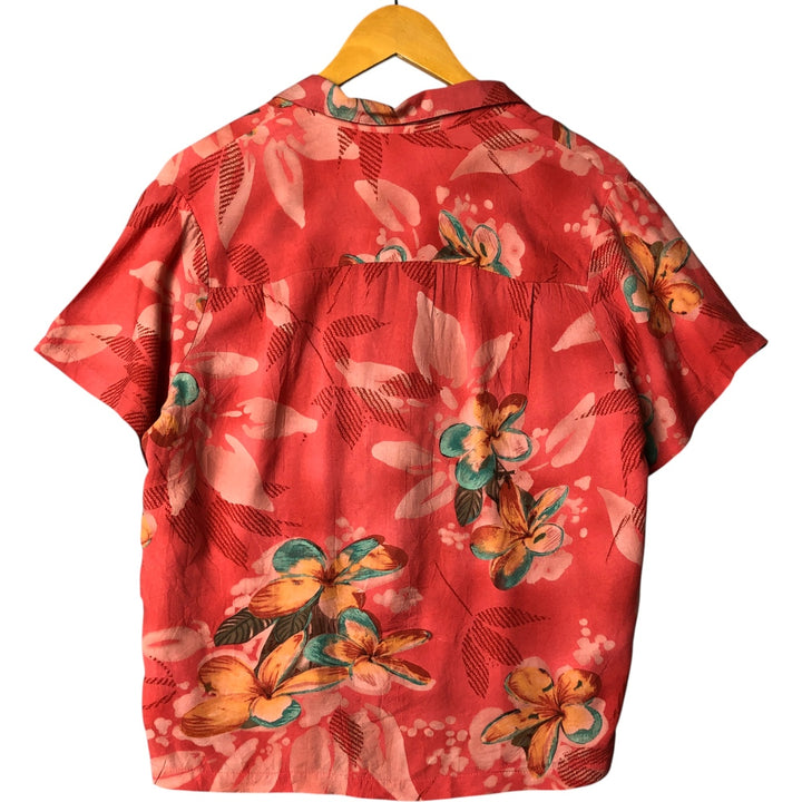 90'S JAMS WORLD Botanical Pattern Open Collar Rayon Hawaiian Aloha Shirt, Made in Hawaii, Women's Size Medium Rayon pink type Vintage Second Hand