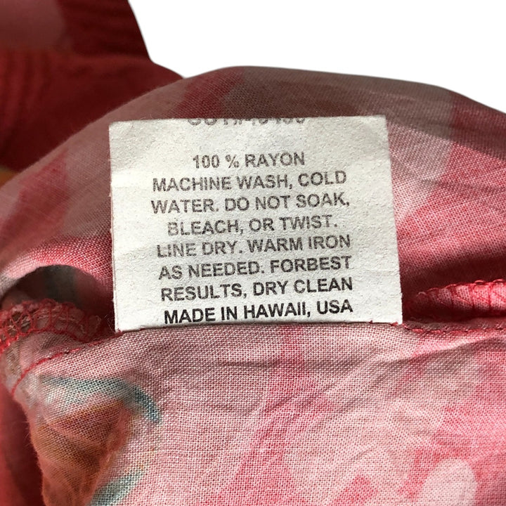 90'S JAMS WORLD Botanical Pattern Open Collar Rayon Hawaiian Aloha Shirt, Made in Hawaii, Women's Size Medium Rayon pink type Vintage Second Hand