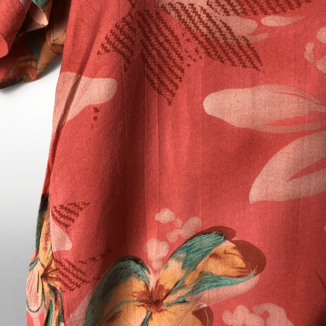90'S JAMS WORLD Botanical Pattern Open Collar Rayon Hawaiian Aloha Shirt, Made in Hawaii, Women's Size Medium Rayon pink type Vintage Second Hand