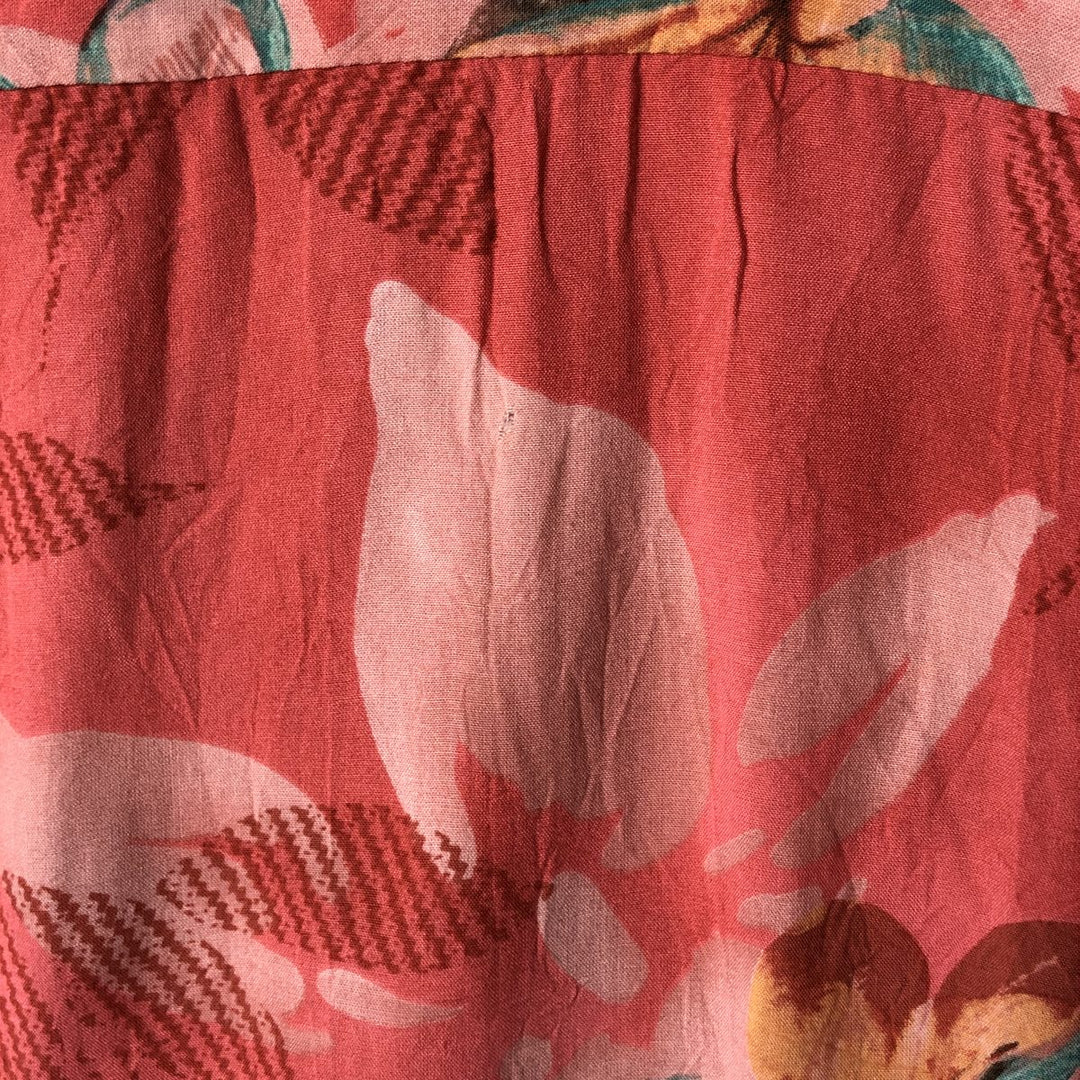 90'S JAMS WORLD Botanical Pattern Open Collar Rayon Hawaiian Aloha Shirt, Made in Hawaii, Women's Size Medium Rayon pink type Vintage Second Hand