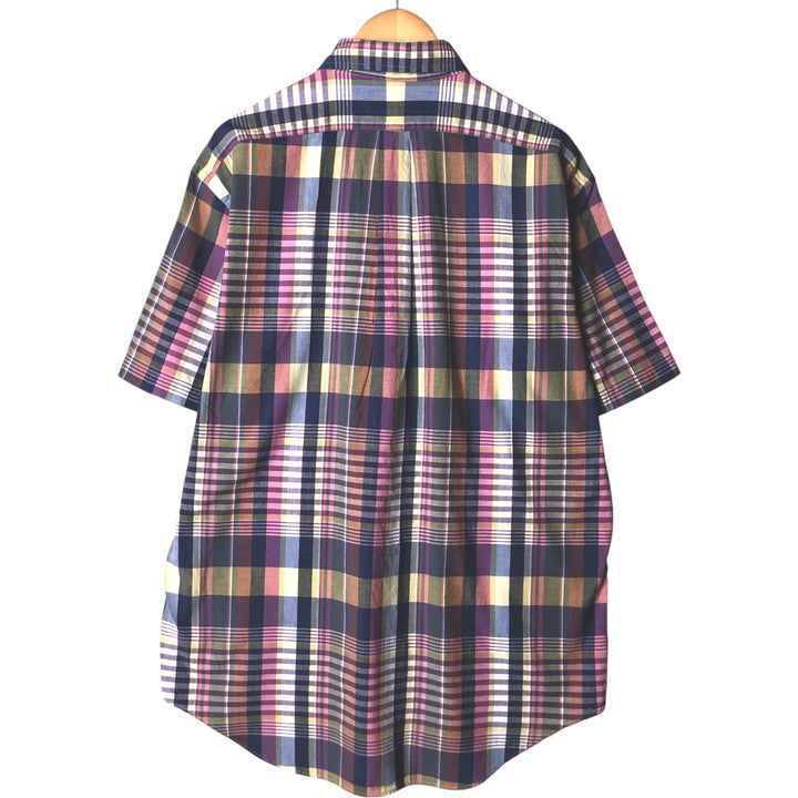 Ralph Lauren Classic Fit short sleeve button down check shirt, men's size L cotton purple type Vintage Second Hand