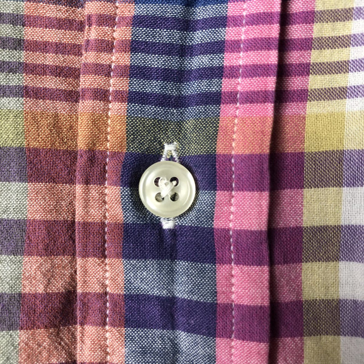 Ralph Lauren Classic Fit short sleeve button down check shirt, men's size L cotton purple type Vintage Second Hand