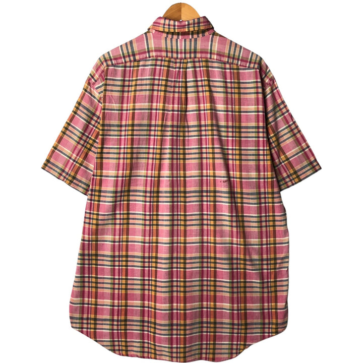 Ralph Lauren BLAKE short sleeve button down check shirt, men's size L cotton Purple type red-purple Vintage Second Hand