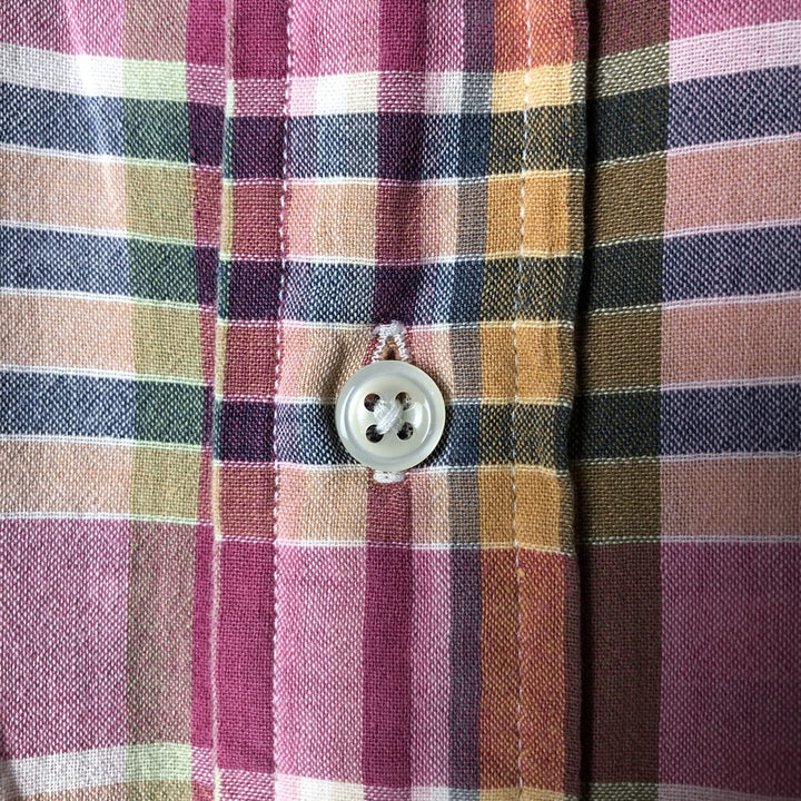 Ralph Lauren BLAKE short sleeve button down check shirt, men's size L cotton Purple type red-purple Vintage Second Hand