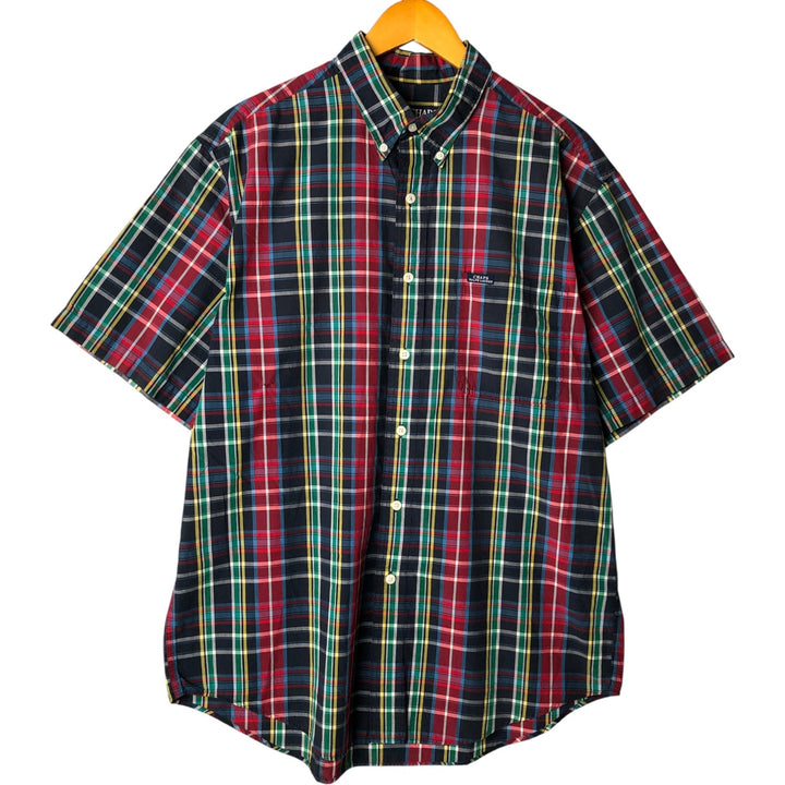 Ralph Lauren CHAPS short sleeve button down check shirt men's size L cotton navy blue type Vintage Second Hand