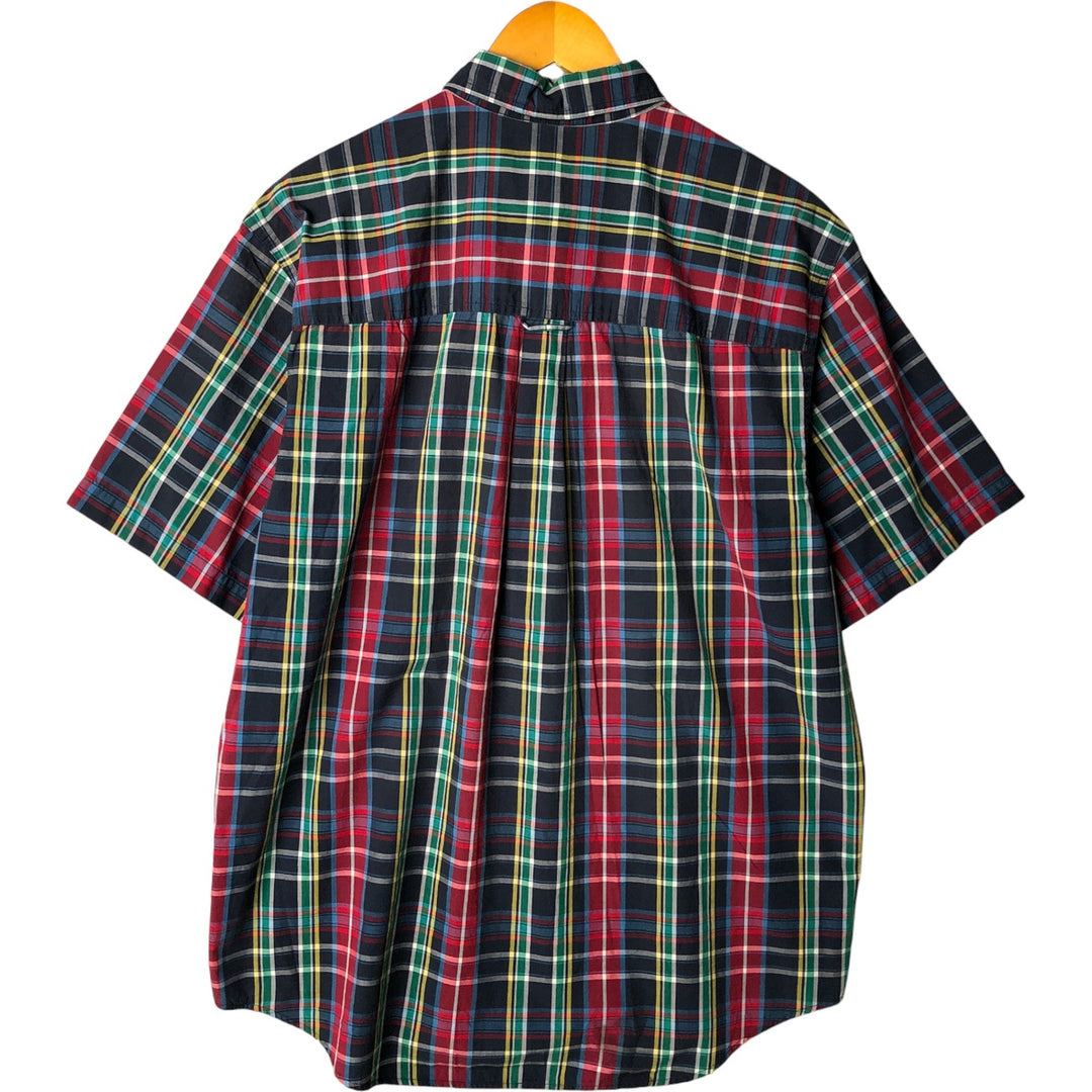 Ralph Lauren CHAPS short sleeve button down check shirt men's size L cotton navy blue type Vintage Second Hand