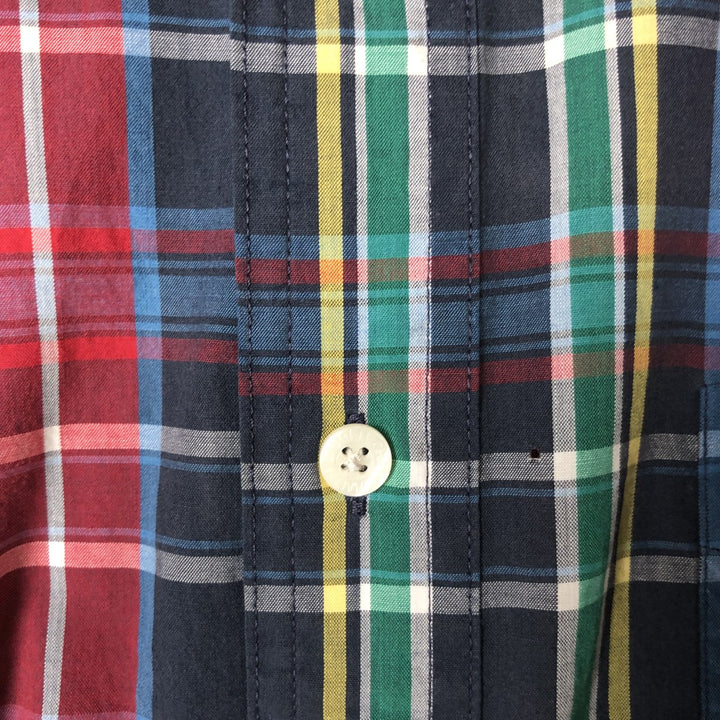 Ralph Lauren CHAPS short sleeve button down check shirt men's size L cotton navy blue type Vintage Second Hand