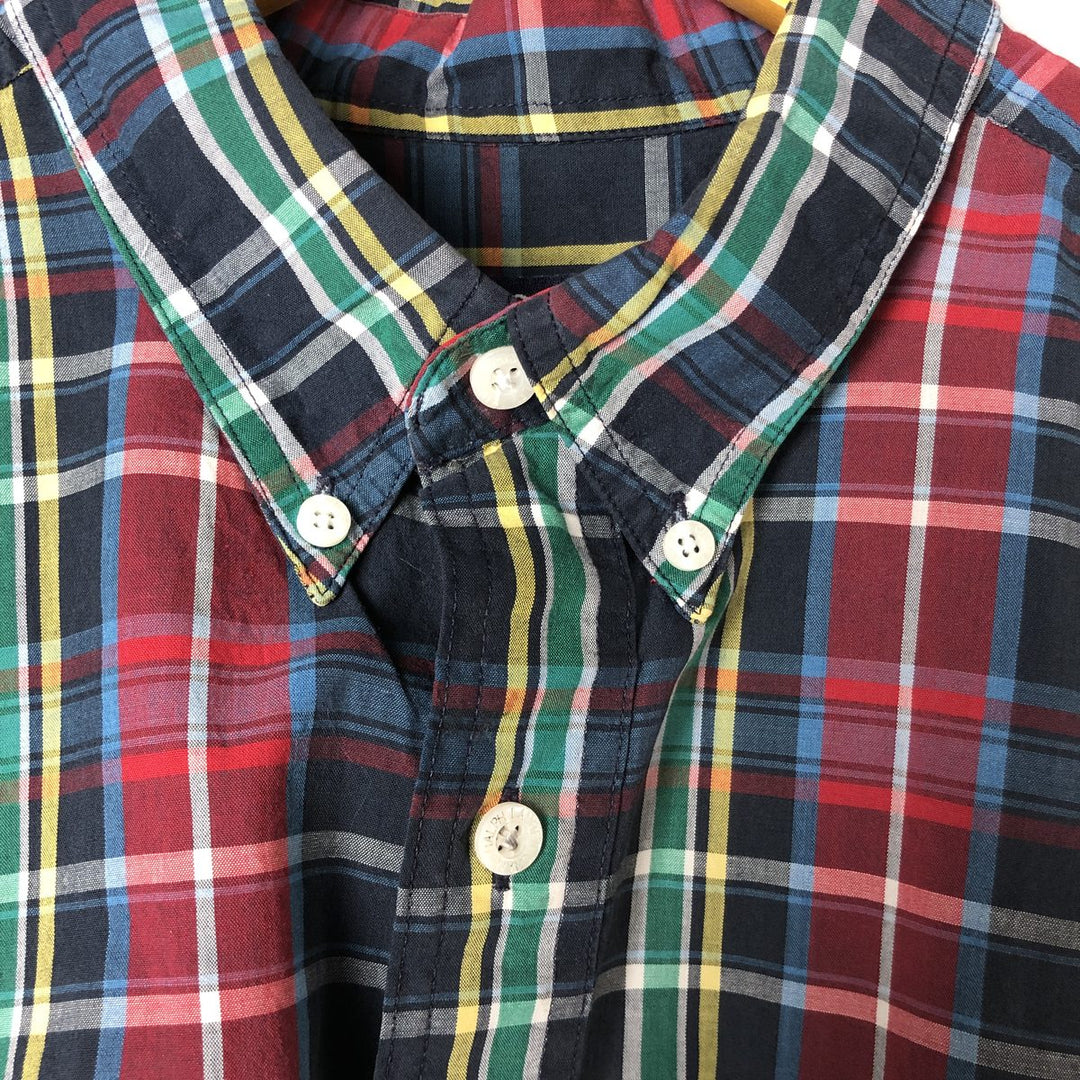 Ralph Lauren CHAPS short sleeve button down check shirt men's size L cotton navy blue type Vintage Second Hand