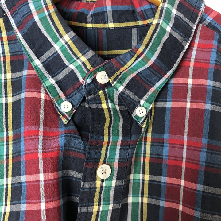 Ralph Lauren CHAPS short sleeve button down check shirt men's size L cotton navy blue type Vintage Second Hand