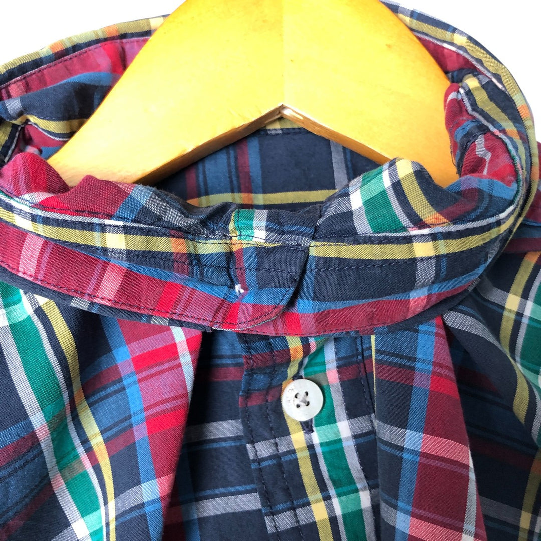 Ralph Lauren CHAPS short sleeve button down check shirt men's size L cotton navy blue type Vintage Second Hand