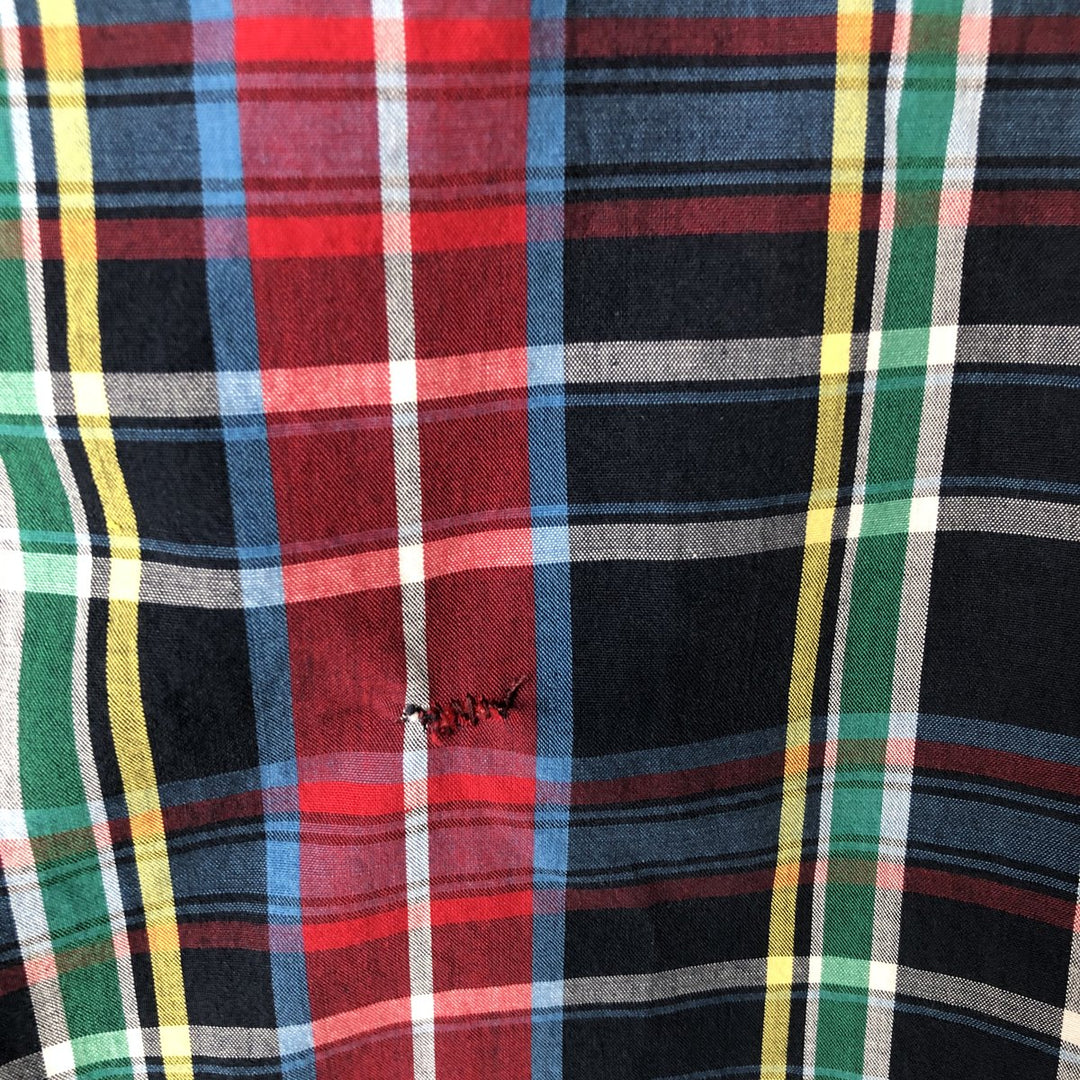 Ralph Lauren CHAPS short sleeve button down check shirt men's size L cotton navy blue type Vintage Second Hand