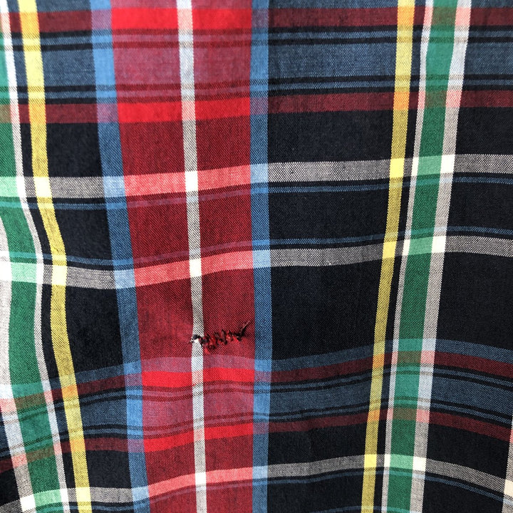 Ralph Lauren CHAPS short sleeve button down check shirt men's size L cotton navy blue type Vintage Second Hand