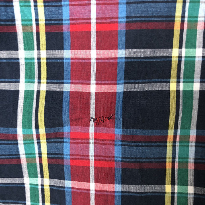 Ralph Lauren CHAPS short sleeve button down check shirt men's size L cotton navy blue type Vintage Second Hand