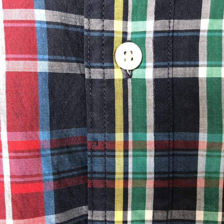 Ralph Lauren CHAPS short sleeve button down check shirt men's size L cotton navy blue type Vintage Second Hand