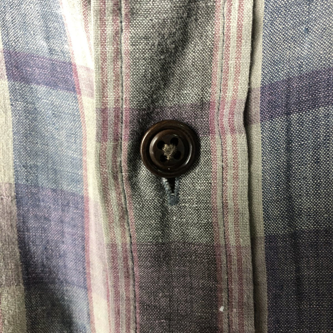 Ralph Lauren POLO by Ralph Lauren Madras Check Short Sleeve Cotton Check Shirt, Men's Size L cotton purple type Vintage Second Hand