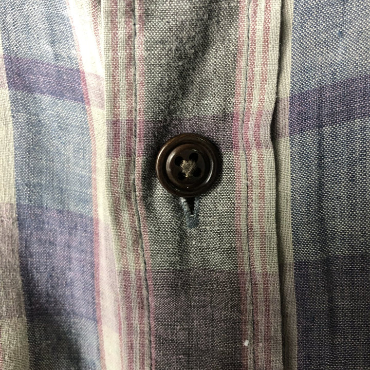Ralph Lauren POLO by Ralph Lauren Madras Check Short Sleeve Cotton Check Shirt, Men's Size L cotton purple type Vintage Second Hand