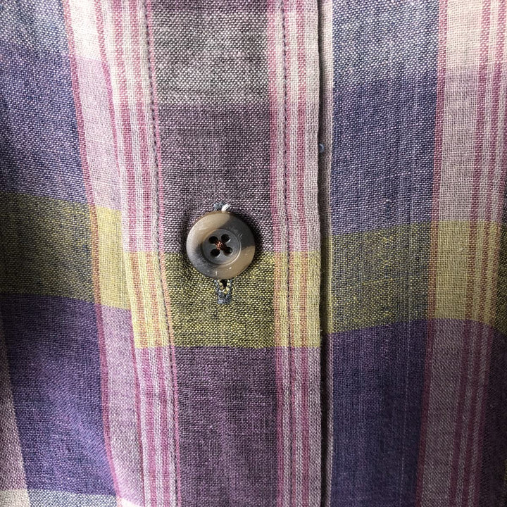 Ralph Lauren POLO by Ralph Lauren Madras Check Short Sleeve Cotton Check Shirt, Men's Size L cotton purple type Vintage Second Hand