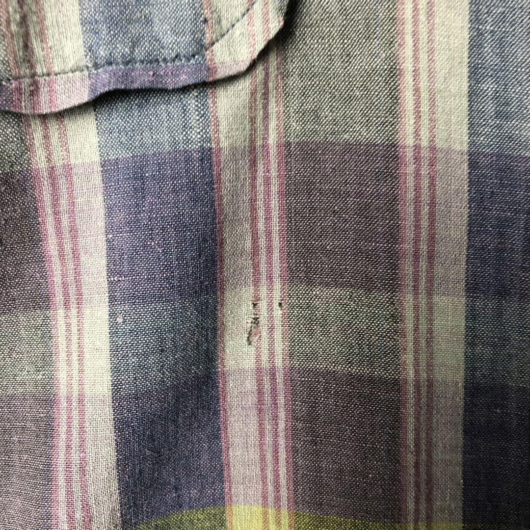 Ralph Lauren POLO by Ralph Lauren Madras Check Short Sleeve Cotton Check Shirt, Men's Size L cotton purple type Vintage Second Hand